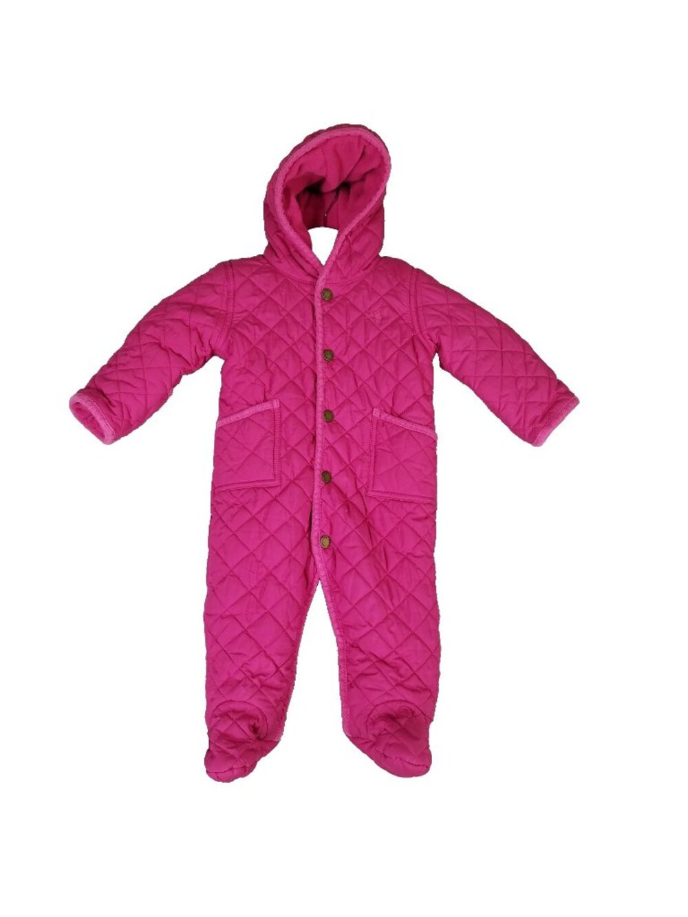 Ralph Lauren Girl's 9M Snowsuit Quilted Hooded One-Piece Winter Fleece Lined